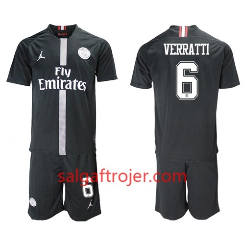 Paris Saint Germain Fodboldtrøjer Verratti 6 Jodan Sort Børn 3. sæt 2018/19 Kort ærmer Paris Saint Germain Fodboldtrøjer Verratti 6 Jodan Sort Børn 3. sæt 2018/19 Kort ærmer